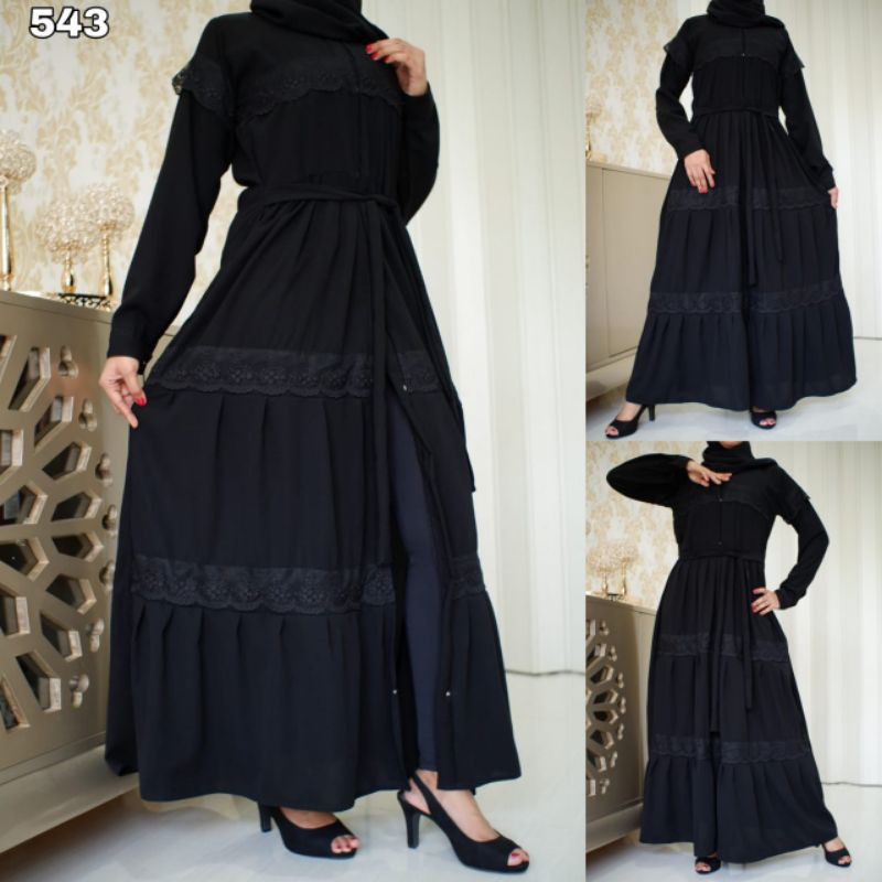 new abaya 543 gamis arab saudi burdil mewah hitam