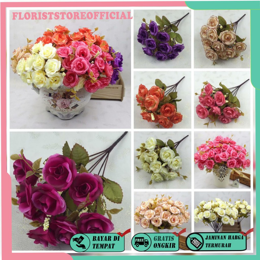 COD BUNGA MAWAR  BUNGA TANGKAI PLASTIK BUNGA ARTIFISIAL BUNGA PAJANGAN BUNGA HIASAN BT9025
