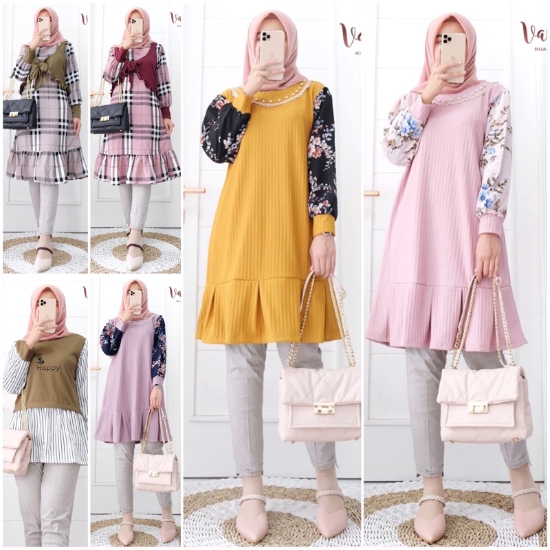 Long Tunik Super Adem Pakaian Wanita Terbaru / ATASAN LONG TUNIK WANITA MUSLIM SET OUTER VEST + INNE