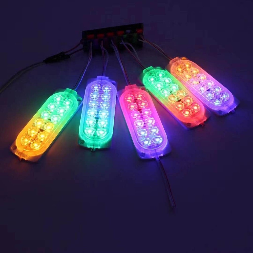 TERMURAH Modul LED RGB 12 MATA 12V DAN 24V ULTRASONIC MUTAR TAHAN AIR WARNA WARNI TRUK MOBIL Variasi