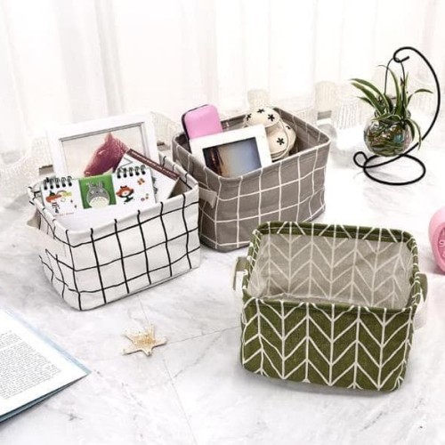 Desktop Storage Keranjang Multifungsi Kosmetik Organizer Box Motif