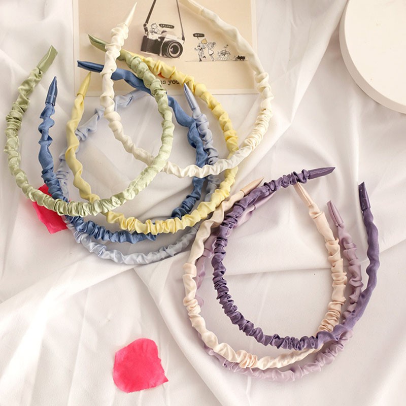 (COD)Bando Korea Kerut gaya Scrunchie Headband Aneka Warna import