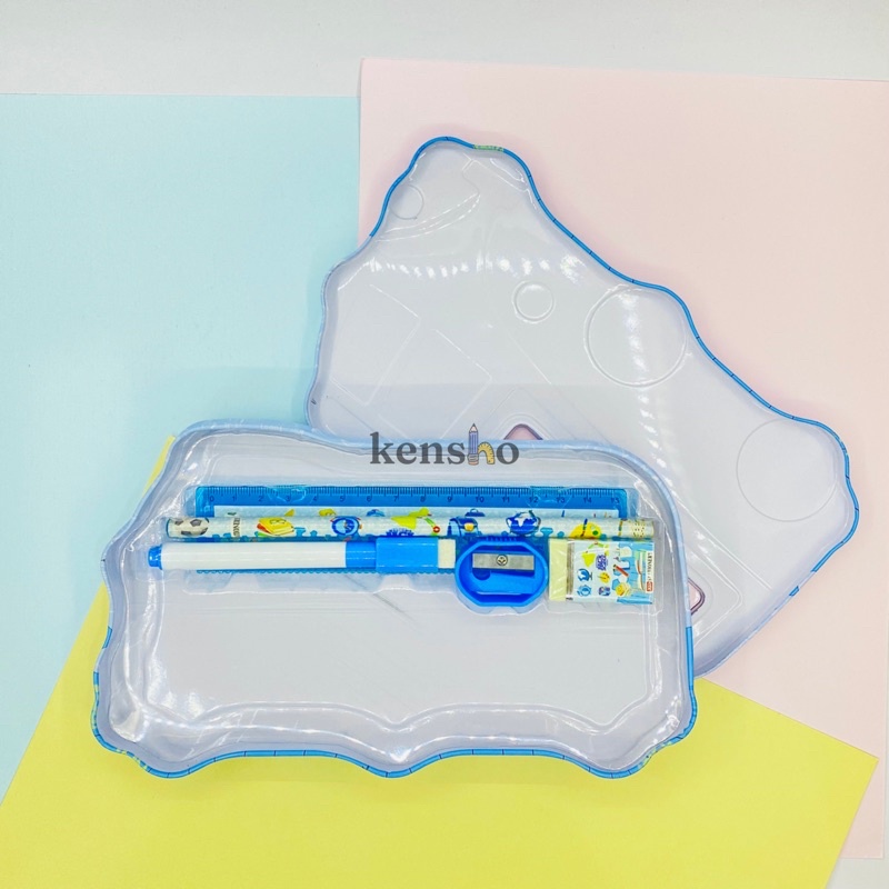 KENSHO Kotak Pensil Set Kaleng ada Isi / Lucu / Mobil / Pastel / School / Anak Sekolah / Tempat Pensil / Pencil Case / Perempuan / Laki laki