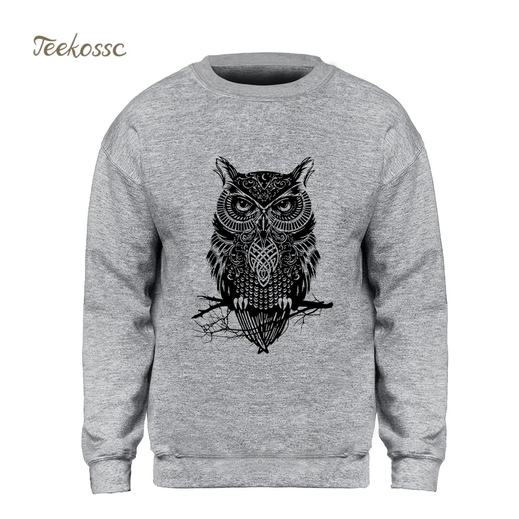 Terlaris Hewan Burung Hantu Hoodie Pria Hitam Sweatshirt Santai Kaos Oblong Kaus 2018 Merek Baru