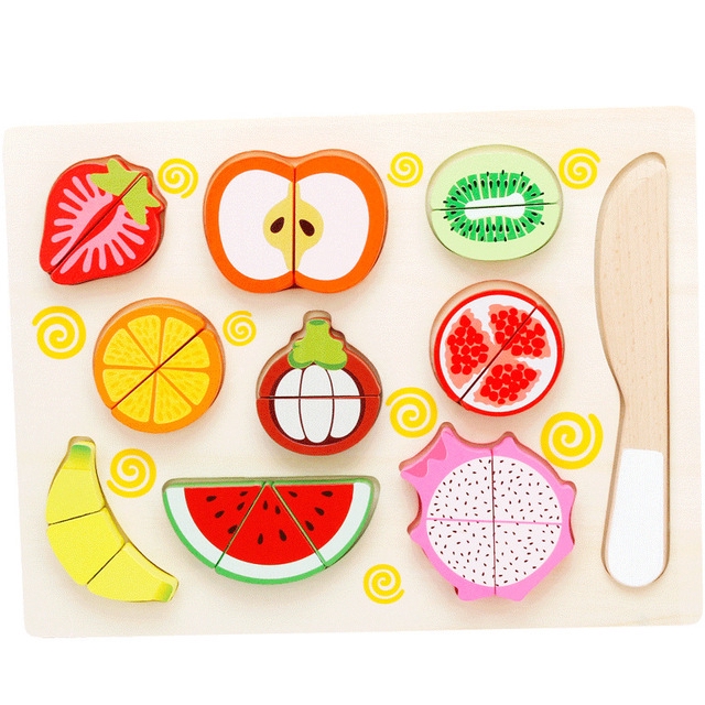 wooden toy kitchen food