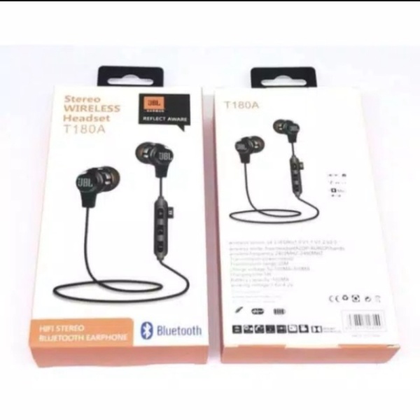 Jual Headset bluetooth JBL T180A PLUS SLOT MEMORI earphone bluetooth sport - Hitam Murah