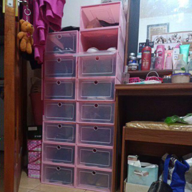 1 Set Isi (3pcs) Kotak Sepatu/sandal Transparan/flip Shoes Box/rak Sepatu