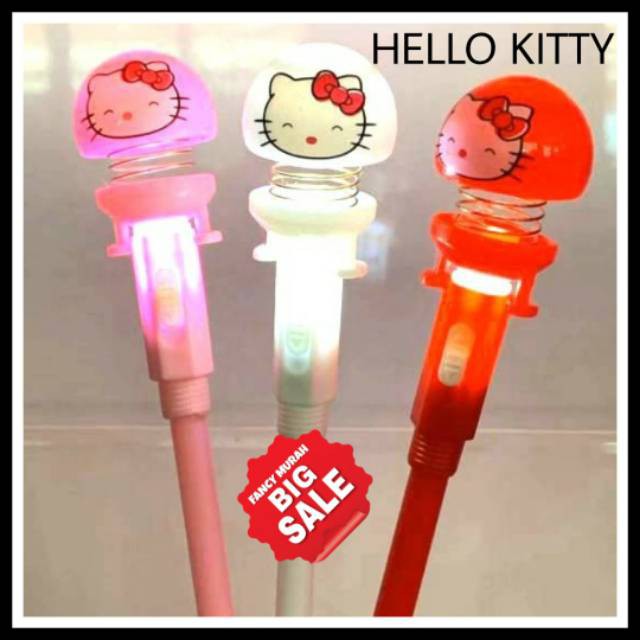 

SALE - Bolpen Gel Per Lampu KITTY - Bolpen Spring Shaking Bouncing Led warna RANDOM