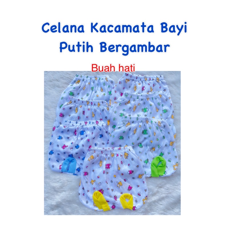 ISI 6PC CELANA BAYI KACAMATA BERGAMBAR 0 - 3BLN