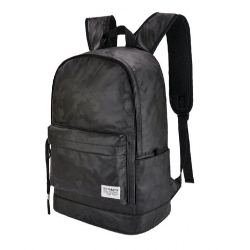 Tas Ransel Backpack Punggung Bahu Pria Cowok Laki Sekolah Kuliah Kampus Travel USB Black Camo 4908