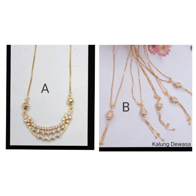 Rsdrj65. Kalung xuping wanita lapis emas dgn mata zircon ukuran 45 cm koye