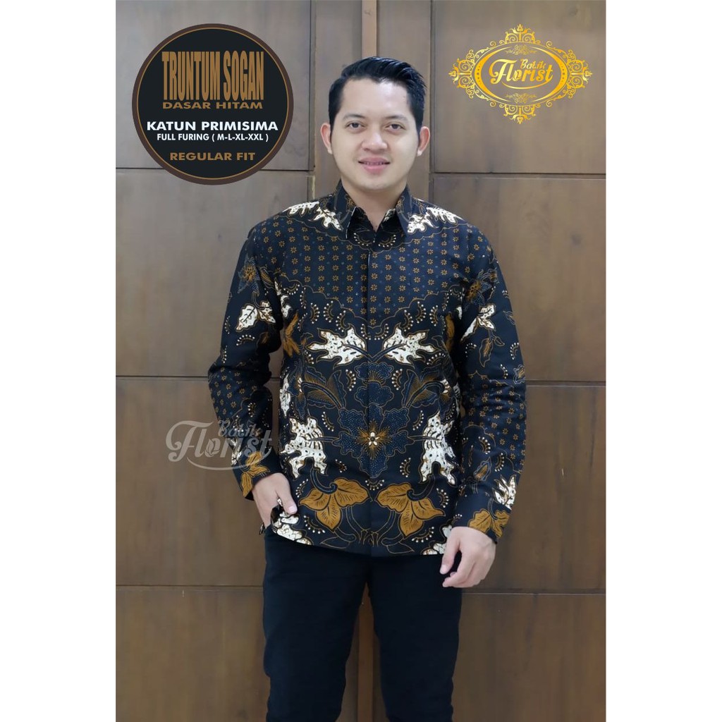 Batik Pria TRUNTUM SOGAN Kemeja Full Furing Bahan Katun Primisima