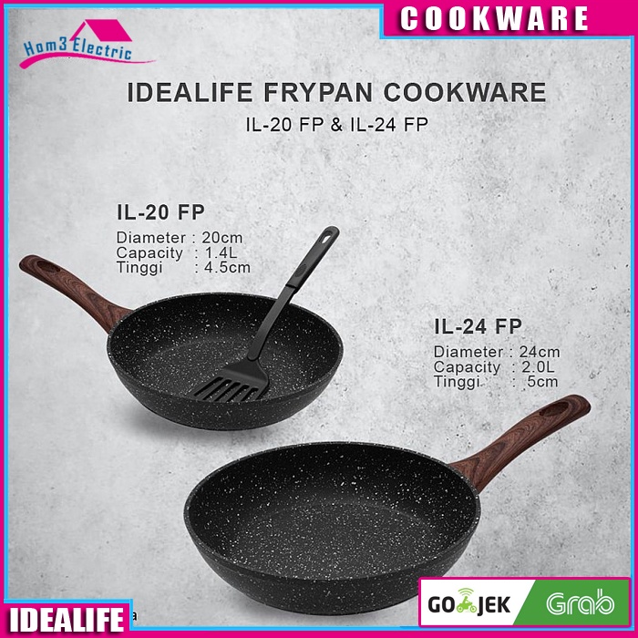 IDEALIFE -Frypan Cookware - Panci Penggorengan (20 - 24cm)