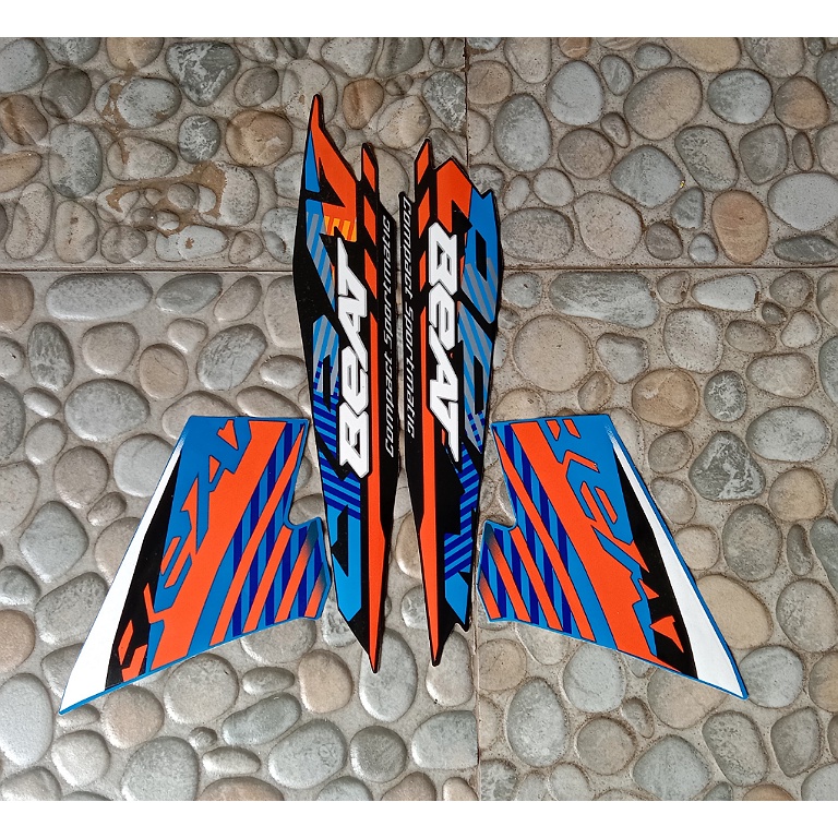 stiker striping motor Honda Beat cbs 2021 hitam biru