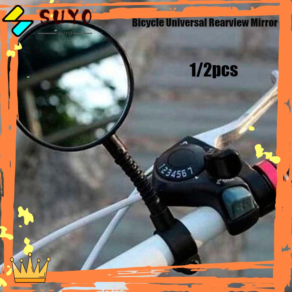 Suyo 1 / 2pcs Kaca Spion Sepeda Gunung Warna Hitam