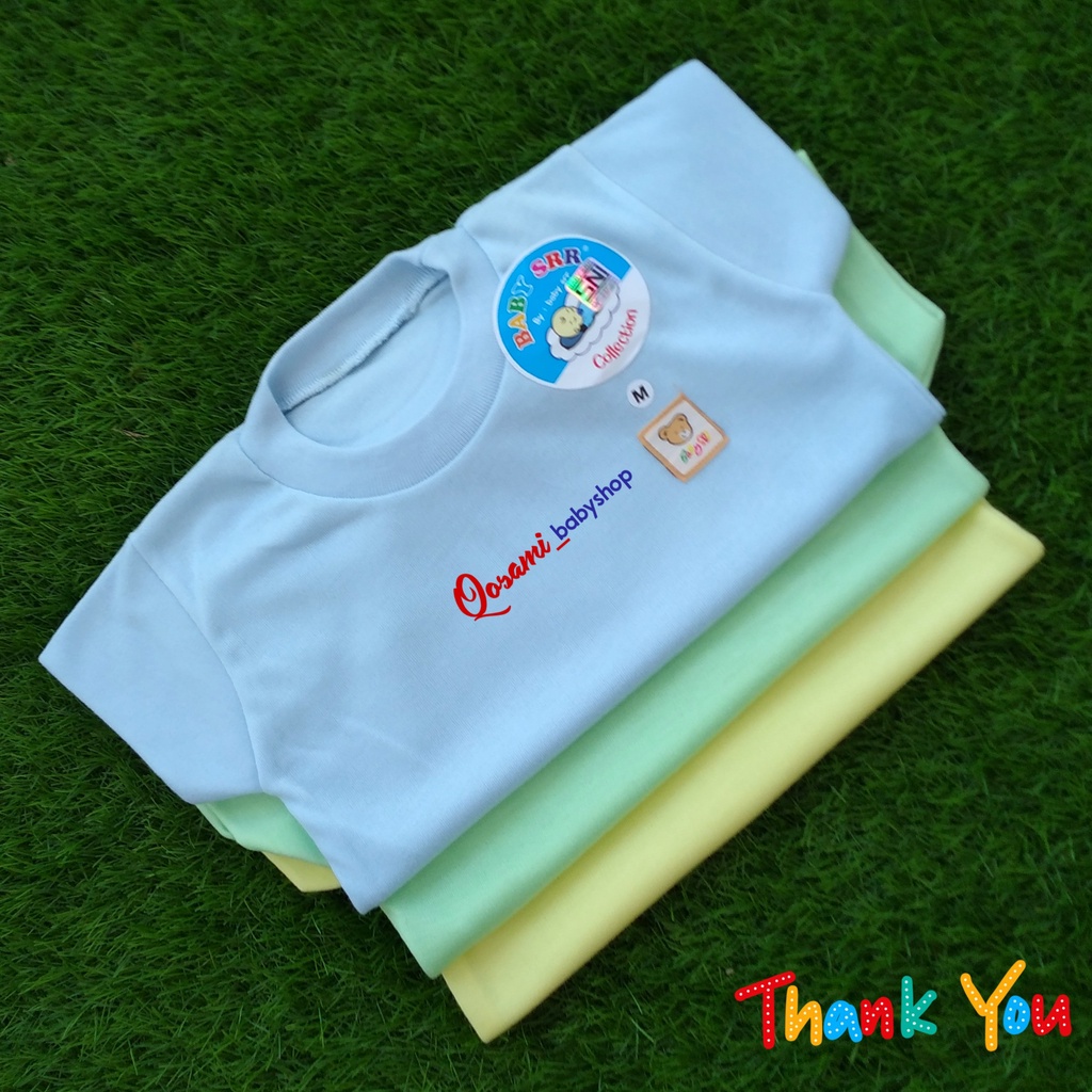 BABY SRR 3 pcs Kaos Oblong Pendek Bayi Polos Uk M, L, XL SNI