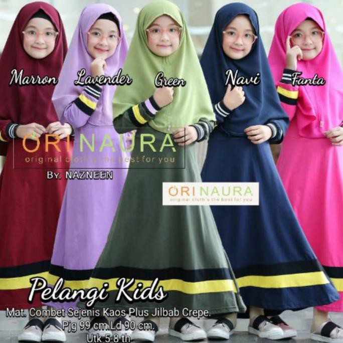 Baju Gamis Wanita Terbaru Anak Polos Pelangi Kids Syari Ori Naura