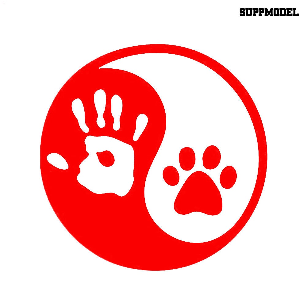 Sticker Decal Reflektor Dekorasi Jendela Mobil Gambar Telapak Kaki Anjing Yin Yang