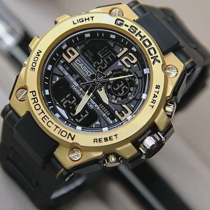 Jam Tangan Pria Gshock Gst8600 Water Resist - Hitam Gold