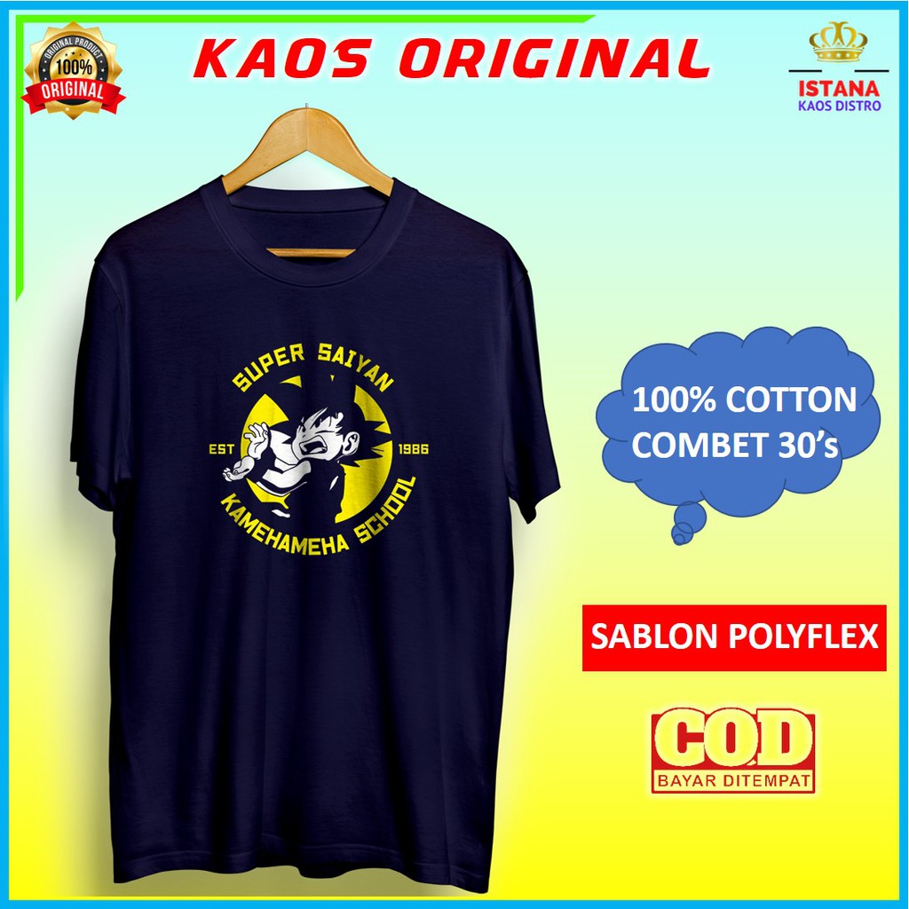 Kaos Anime Dragon Ball Kamehameha School Goku Kid Baju Kaos Cowok Distro Pria Terbaru Kekinian Kd166