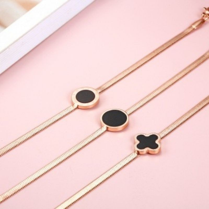 PSS Kalung Titanium Bulat Bunga Wanita Anti Karat Kalung Titanium Fashion Korea