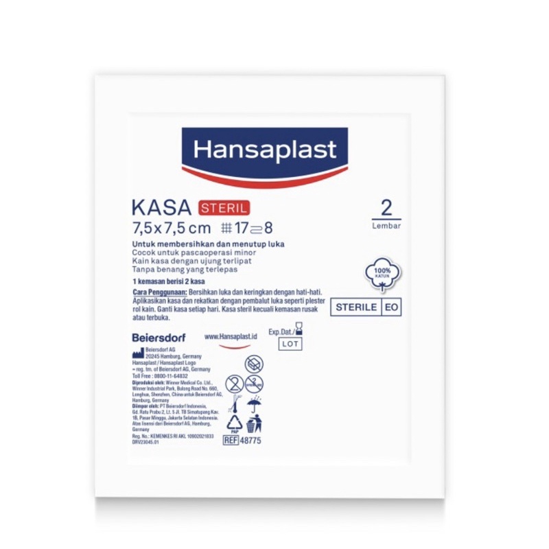 Kasa steril hansaplast 7,5 x 7,5 cm isi 2 pcs