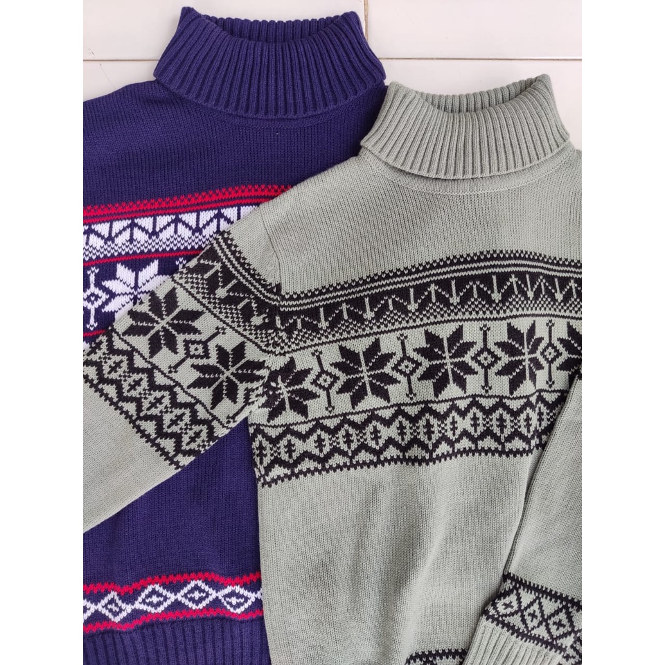 sweater Turtleneck Snowflake wool By SKYLIN sweater leher tinggi musim dingin