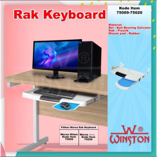 1 SET Keyboard Tray Black / Rel Laci Untuk Komputer Rak Tray Rel Laci Tempat Tatakan Keyboard + Mous
