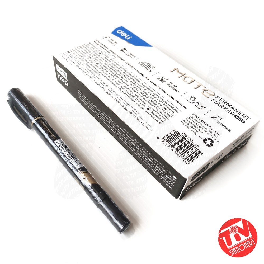 

mdn Permanent Marker 2in1 Deli MATE Black 0.5 & 1.0 mm (1 pack = 12 pcs)
