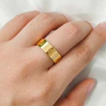 Cincin Polos Couple Hadiah Valentine Emas asli model Cristal Kadar 875