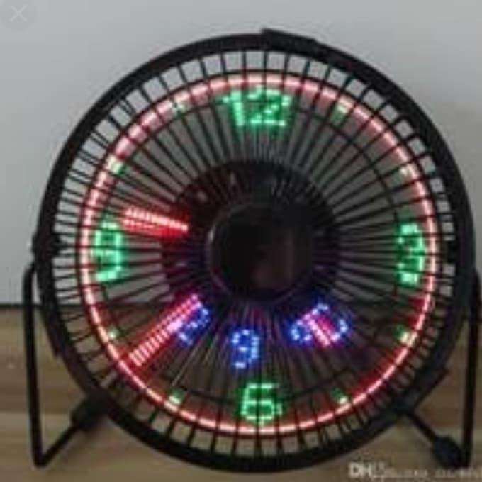 Kipas angin USB merk SAP + jam led dan termometer 7inchi