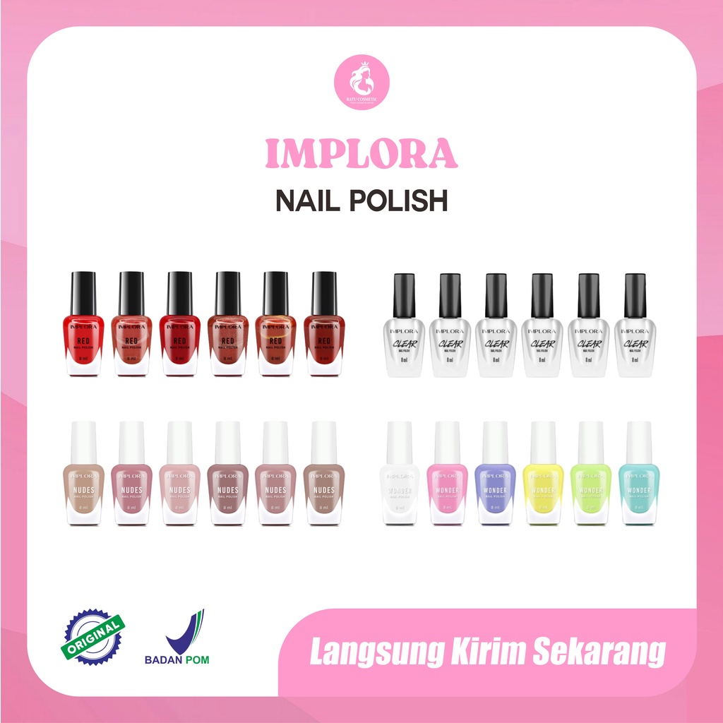 KUTEK - IMPLORA NAIL POLISH NEW - IMPLORA KUTEK WONDER / NUDES / CLEAR / RED (CAT KUKU IMPLORA) (GROSIR)