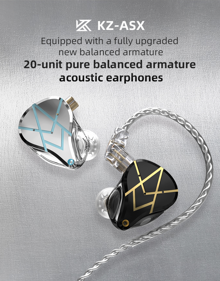 Kz Asx 20ba Earphone In Ear Hifi Bass Bahan Metal Dengan Fitur Noise Canceling Untuk Dj