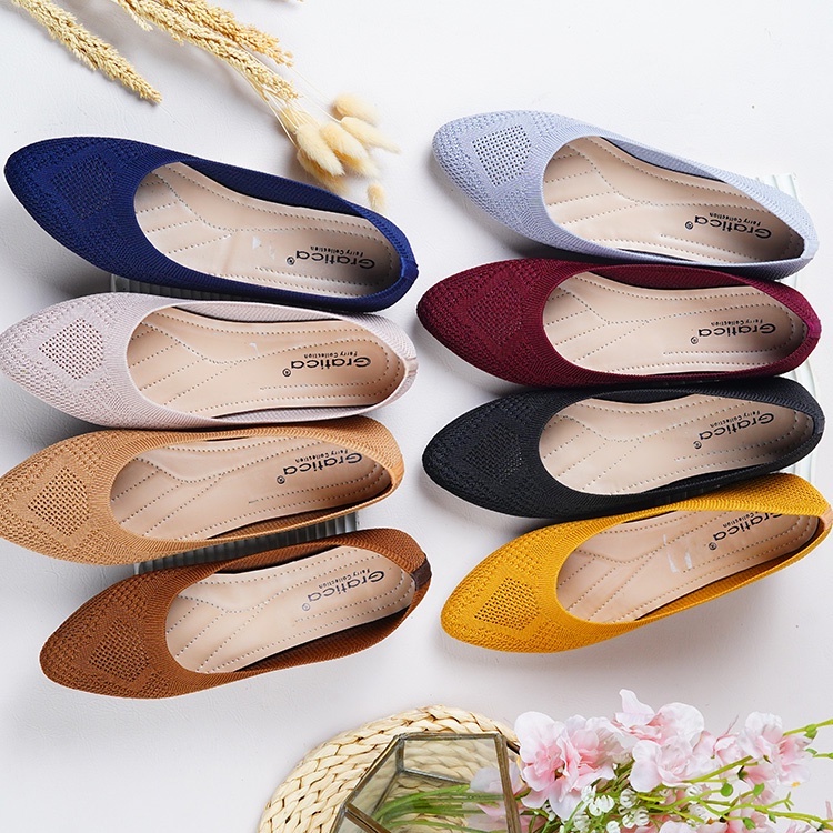 FLAT SHOES WANITA NEW KALISTA [Bahan Rajut import]