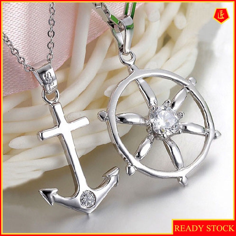 [Ready Stock]European and American Couple Necklace Boat Anchor Rudder Stylish Pendant