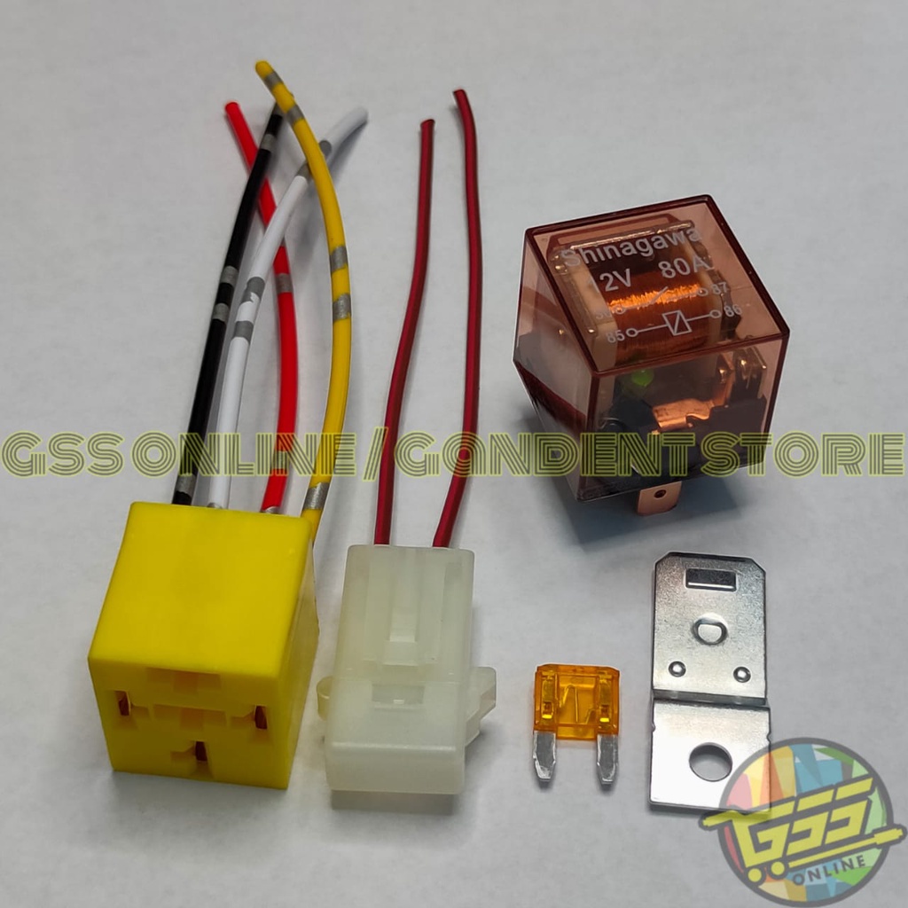 Paket lengkap Relay 4 kaki 12v 80a kaki 4 socket relay kaki 4 dan rumah sekring mini DX BONUS FUSE