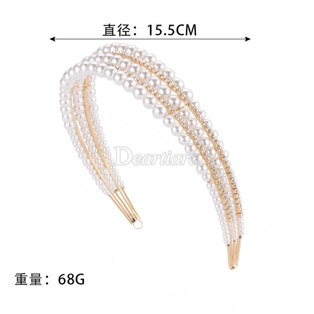 Bruids Haar Sieraden Goud Zilver Kleur Tiara Kronen Parel Crystal Hoofdbanden Haarbanden Vrouwen Bruid Hoofdtooi Bruiloft Accessoires