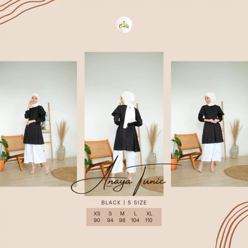 Anaya Tunik Cantik Black &amp; White fashion kekinian tidak pasaran