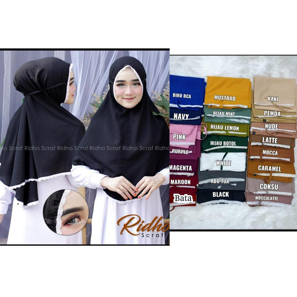 Bergo maryam renda L / hijab maryam renda / kerudung instan maryam renda