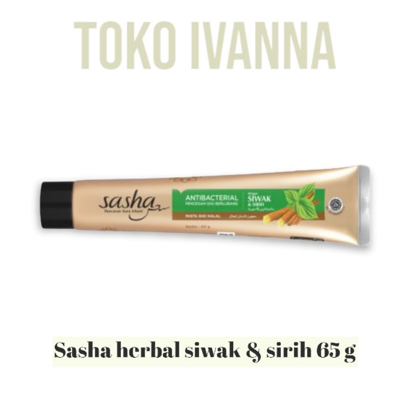 Sasha Pasta Gigi Herbal Antibacterial Siwak &amp; Sirih / Whitening 65gr tanpa box