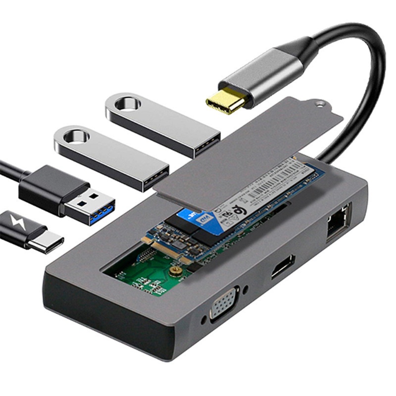 Vivi Hub Adapter USB Tipe-C 8 In 1 Untuk M.2 SSD Rj45