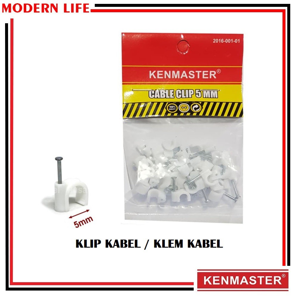 Kenmaster Cable Clip 5mm isi 35 pcs - Klem Kabel