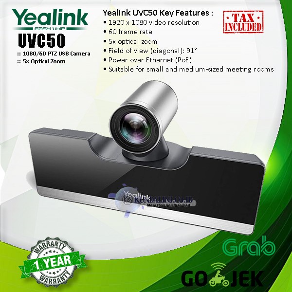Yealink UVC50 - 1080/60 PTZ USB Camera with 5x Optical Zoom