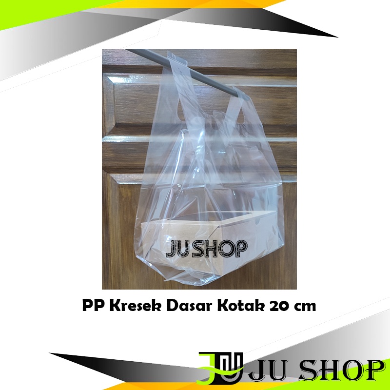 ECERAN PP 20x20 cm PP Kresek Bening Dasar Kotak 20 cm Box Cake Dus Dos Tart Kotak bahan Transparan Tebal