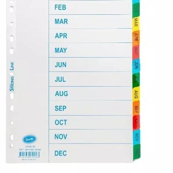 

♥ Divider index bulan Jan - Dec brief card A4 Strong line BANTEX ➭