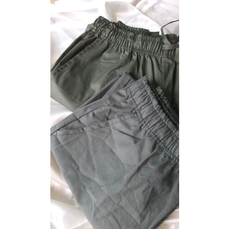 Un*qlo Tapered Relax Ankle Pants Women Linen Cotton Murah Original-Sage Green