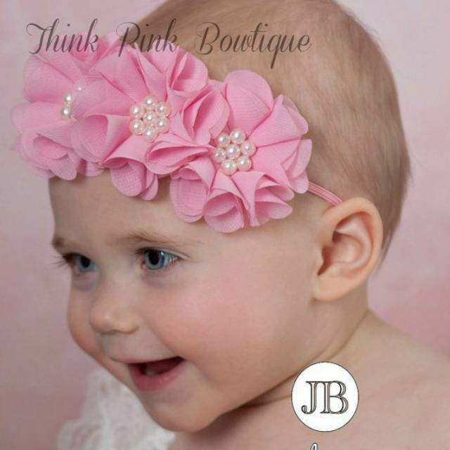 Bando Frill Mutiara / Bandana Bayi Perempuan / Headband anak / Bandana Anak Lucu