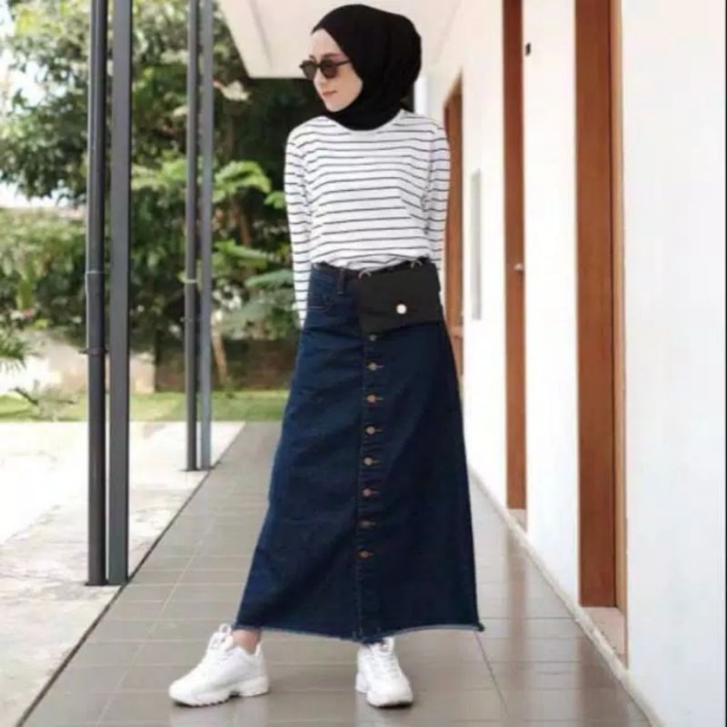 ROK BUTTON PUTIH ROK JEANS DENIM ROK WANITA TERBARU CEWE CEWEK ROCK BUTTON JEANS PUTIH RAWIS-3