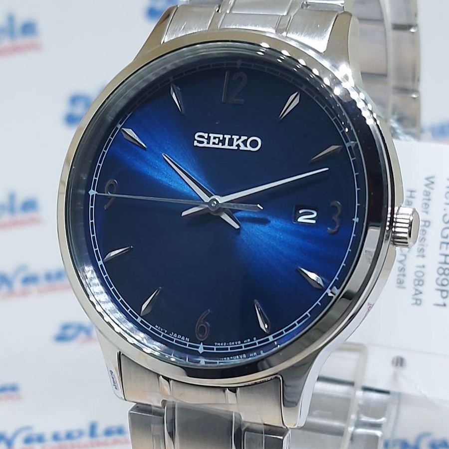 Seiko Quartz SGEH89P1 Blue Dial - Jam Tangan Pria SGEH89