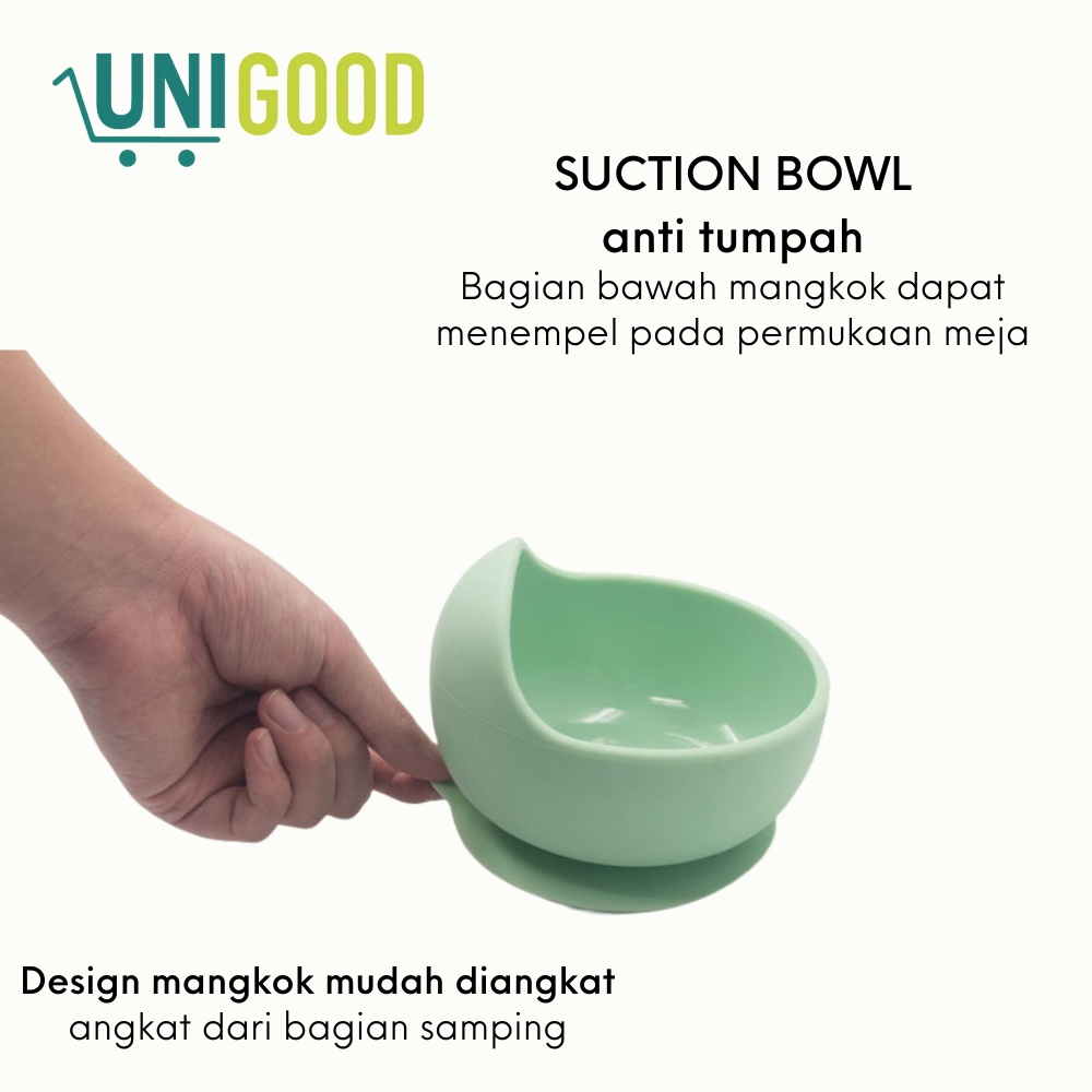 UNIGOOD - Mangkok Bayi Silikon Anti Tumpah Free Sendok Premium Suction Silicon Bowl